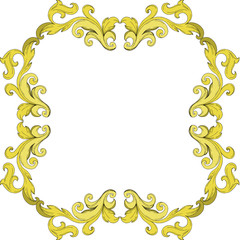 Vector Golden monogram floral ornament. Black and white engraved ink art. Frame border ornament squar.