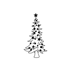 Santa Claus and Christmas tree icon image in a trendy flat design