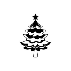 Santa Claus and Christmas tree icon image in a trendy flat design