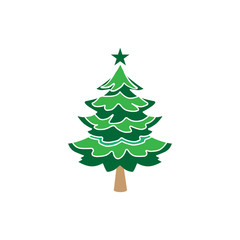 Santa Claus and Christmas tree icon image in a trendy flat design