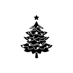 Santa Claus and Christmas tree icon image in a trendy flat design