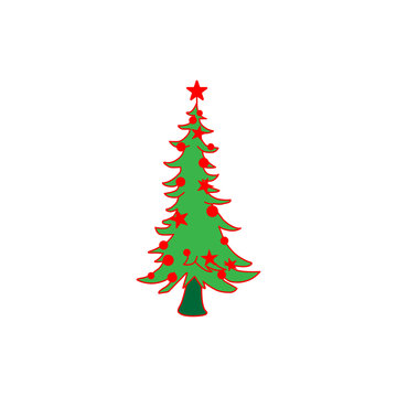 Santa Claus and Christmas tree icon image in a trendy flat design