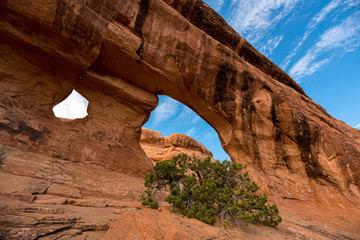 View through Partition Arch in Arches National Park, Utah/USA