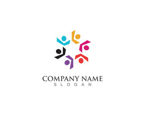 Obraz premium people community logo and vector design