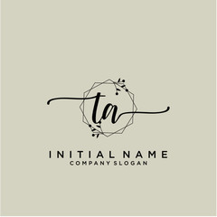 TA Beauty vector initial logo, handwriting logo.