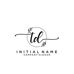 TD Beauty vector initial logo, handwriting logo.