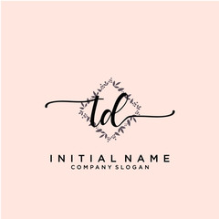 TD Beauty vector initial logo, handwriting logo.