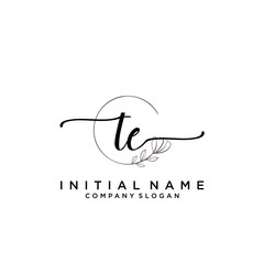 TE Beauty vector initial logo, handwriting logo.