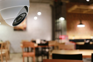 CCTV tool in coffee cafe Equipment for security systems.