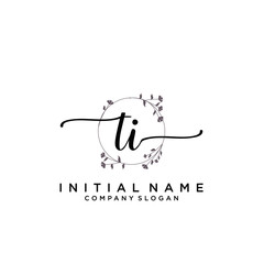 TI Beauty vector initial logo, handwriting logo.