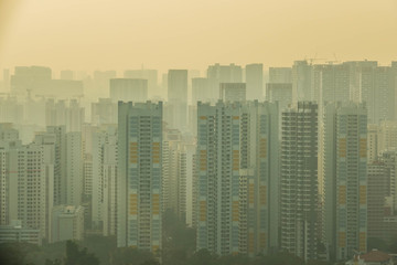 Fototapeta na wymiar Dust PM 2.5 covers the city.