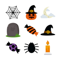 bundle halloween with set icons vector illustration design