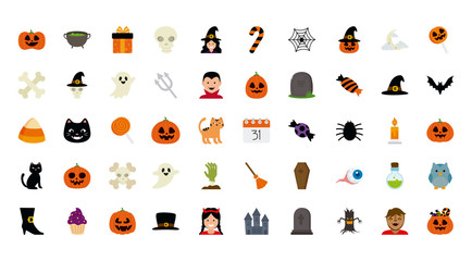 bundle halloween with set icons vector illustration design