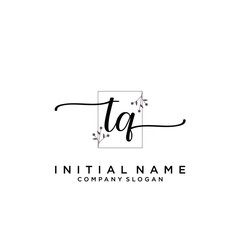TQ Beauty vector initial logo, handwriting logo.
