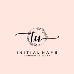 TU Beauty vector initial logo, handwriting logo.