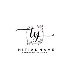 TY Beauty vector initial logo, handwriting logo.