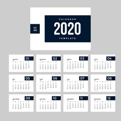 Professional minimalist calendar 2020 background template