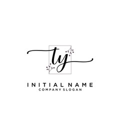 TY Beauty vector initial logo, handwriting logo.