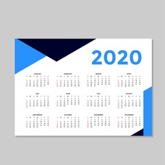 Blue Business calendar 2020 background template