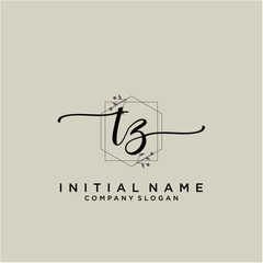 TZ Beauty vector initial logo, handwriting logo.