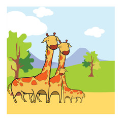 full color illustration of animals