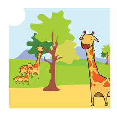 full color illustration of animals