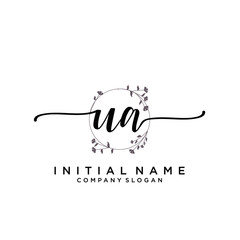 UA Beauty vector initial logo, handwriting logo.