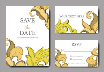 Vector Golden monogram floral ornament. Black and white engraved ink art. Wedding background card decorative border.
