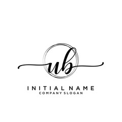 Obraz premium UB Beauty vector initial logo, handwriting logo.