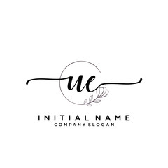 UE Beauty vector initial logo, handwriting logo.