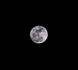 Naklejka premium Full moon or Super moon on the dark night black sky