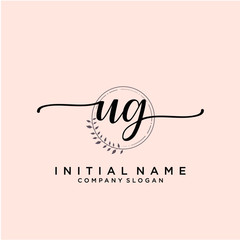 UG Beauty vector initial logo, handwriting logo.