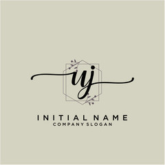 UJ Beauty vector initial logo, handwriting logo.