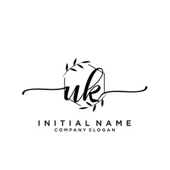 UK Beauty vector initial logo, handwriting logo.