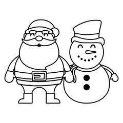 merry christmas cute snowman with santa claus