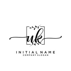 UK Beauty vector initial logo, handwriting logo.