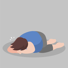 Big Fat Man cry about his body looks over weight, sad, afraid, unhappy, big size, diet unhealthy cartoon, lose weight, Lifestyle healthy Healthcare concept cartoon character flat vector design.