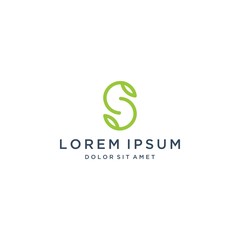modern logo design or monogram or initial letter S with leaves