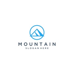 mountain design logo with a circle