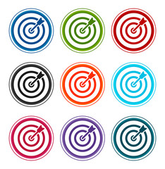 Target arrow icon flat round buttons set illustration design