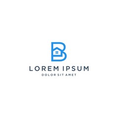 building design logo or monogram or initial letter B with house
