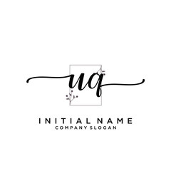 UQ Beauty vector initial logo, handwriting logo.