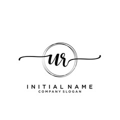 UR Beauty vector initial logo, handwriting logo.