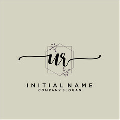 UR Beauty vector initial logo, handwriting logo.