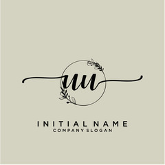 UU Beauty vector initial logo, handwriting logo.