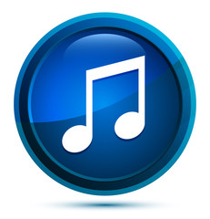 Music note icon elegant blue round button illustration