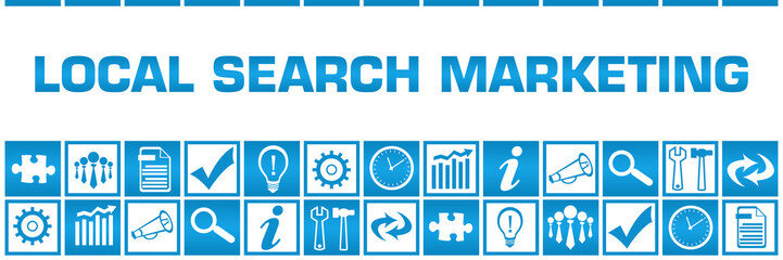 Local Search Marketing Blue White Box Grid Business Symbols 