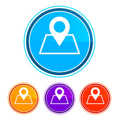 Map point icon flat design round buttons set illustration design