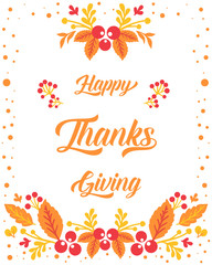 Card template of thanksgiving, with nature autumn leaves frame. Vector