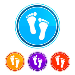 Human two footprints icon flat design round buttons set illustration design